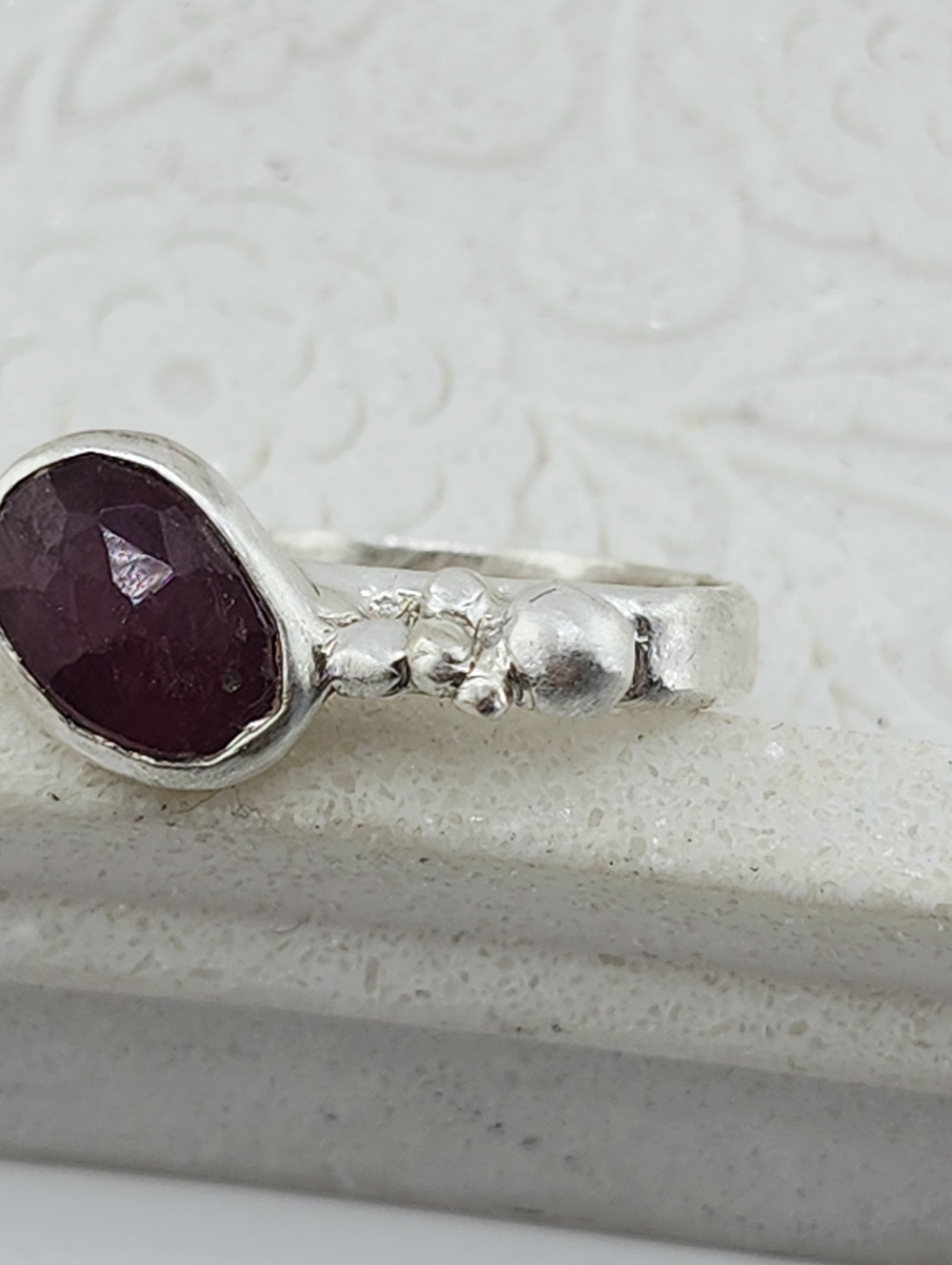 PINK SAPPHIRE BRUTALIST DESING HANDMADE SIZE 8 - Picture 14 of 14